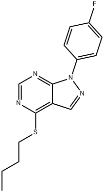 butyl 1-(4-fluorophenyl)-1H-pyrazolo[3,4-d]pyrimidin-4-yl sulfide Struktur