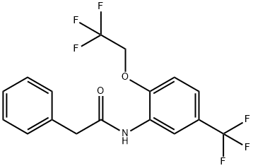 2-phenyl-N-[2-(2,2,2-trifluoroethoxy)-5-(trifluoromethyl)phenyl]acetamide 化学構造式