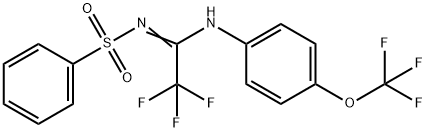 N-{2,2,2-trifluoro-N-[4-(trifluoromethoxy)phenyl]ethanimidoyl}benzenesulfonamide 化学構造式