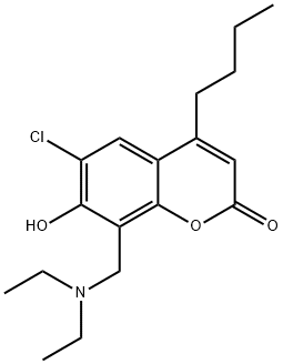 4-butyl-6-chloro-8-[(diethylamino)methyl]-7-hydroxy-2H-chromen-2-one 化学構造式