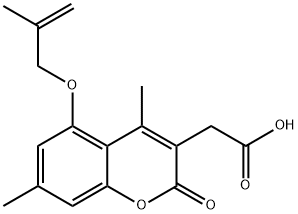 {4,7-dimethyl-5-[(2-methyl-2-propenyl)oxy]-2-oxo-2H-chromen-3-yl}acetic acid 化学構造式