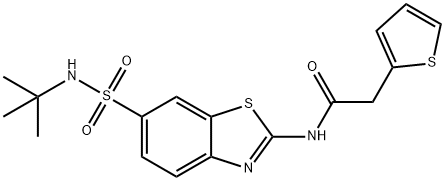 N-{6-[(tert-butylamino)sulfonyl]-1,3-benzothiazol-2-yl}-2-(2-thienyl)acetamide Structure