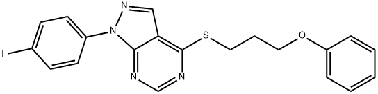 3-{[1-(4-fluorophenyl)-1H-pyrazolo[3,4-d]pyrimidin-4-yl]sulfanyl}propyl phenyl ether Structure