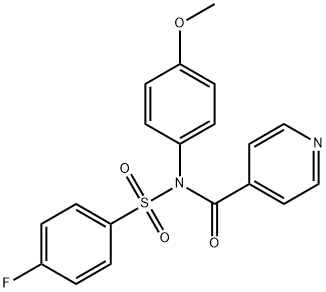 4-fluoro-N-isonicotinoyl-N-(4-methoxyphenyl)benzenesulfonamide 化学構造式