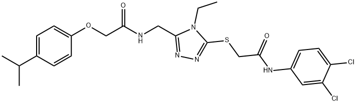 N-(3,4-dichlorophenyl)-2-{[4-ethyl-5-({[(4-isopropylphenoxy)acetyl]amino}methyl)-4H-1,2,4-triazol-3-yl]sulfanyl}acetamide 化学構造式