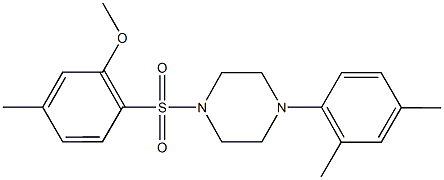 1-(2,4-dimethylphenyl)-4-[(2-methoxy-4-methylphenyl)sulfonyl]piperazine 结构式