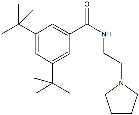 3,5-ditert-butyl-N-[2-(1-pyrrolidinyl)ethyl]benzamide 化学構造式