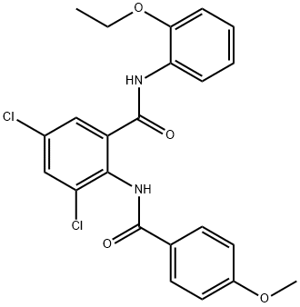 3,5-dichloro-N-(2-ethoxyphenyl)-2-[(4-methoxybenzoyl)amino]benzamide 化学構造式