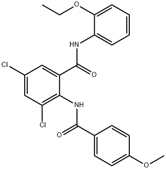 3,5-dichloro-N-(2-ethoxyphenyl)-2-[(4-methoxybenzoyl)amino]benzamide Struktur