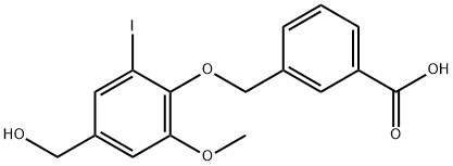 3-{[4-(hydroxymethyl)-2-iodo-6-methoxyphenoxy]methyl}benzoic acid Struktur