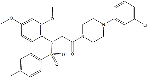 N-{2-[4-(3-chlorophenyl)-1-piperazinyl]-2-oxoethyl}-N-(2,4-dimethoxyphenyl)-4-methylbenzenesulfonamide 化学構造式