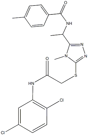 N-[1-(5-{[2-(2,5-dichloroanilino)-2-oxoethyl]sulfanyl}-4-methyl-4H-1,2,4-triazol-3-yl)ethyl]-4-methylbenzamide 结构式