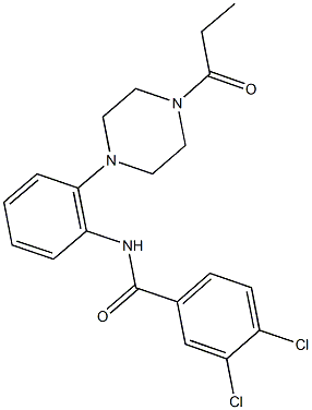3,4-dichloro-N-[2-(4-propionyl-1-piperazinyl)phenyl]benzamide 化学構造式