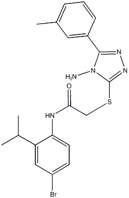 2-{[4-amino-5-(3-methylphenyl)-4H-1,2,4-triazol-3-yl]sulfanyl}-N-(4-bromo-2-isopropylphenyl)acetamide 结构式