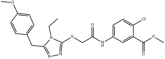 methyl 2-chloro-5-[({[4-ethyl-5-(4-methoxybenzyl)-4H-1,2,4-triazol-3-yl]sulfanyl}acetyl)amino]benzoate,694460-86-1,结构式