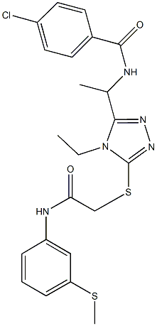 4-chloro-N-{1-[4-ethyl-5-({2-[3-(methylsulfanyl)anilino]-2-oxoethyl}sulfanyl)-4H-1,2,4-triazol-3-yl]ethyl}benzamide|
