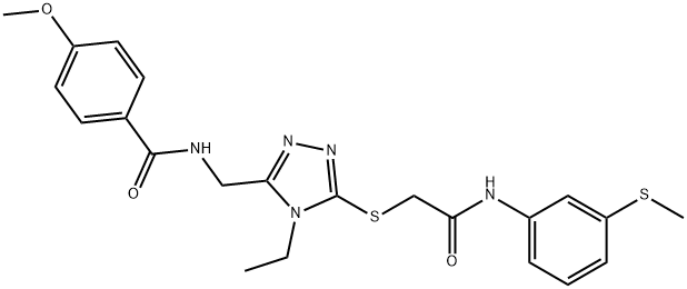 N-{[4-ethyl-5-({2-[3-(methylsulfanyl)anilino]-2-oxoethyl}sulfanyl)-4H-1,2,4-triazol-3-yl]methyl}-4-methoxybenzamide 结构式