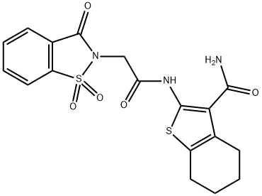 2-{[(1,1-dioxido-3-oxo-1,2-benzisothiazol-2(3H)-yl)acetyl]amino}-4,5,6,7-tetrahydro-1-benzothiophene-3-carboxamide|