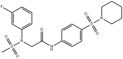 2-[3-fluoro(methylsulfonyl)anilino]-N-[4-(1-piperidinylsulfonyl)phenyl]acetamide Structure