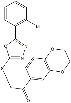 2-{[5-(2-bromophenyl)-1,3,4-oxadiazol-2-yl]sulfanyl}-1-(2,3-dihydro-1,4-benzodioxin-6-yl)ethanone,694488-90-9,结构式