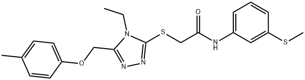 2-({4-ethyl-5-[(4-methylphenoxy)methyl]-4H-1,2,4-triazol-3-yl}sulfanyl)-N-[3-(methylsulfanyl)phenyl]acetamide 结构式