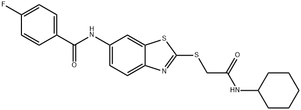 N-(2-{[2-(cyclohexylamino)-2-oxoethyl]sulfanyl}-1,3-benzothiazol-6-yl)-4-fluorobenzamide|