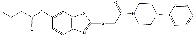 N-(2-{[2-oxo-2-(4-phenyl-1-piperazinyl)ethyl]sulfanyl}-1,3-benzothiazol-6-yl)butanamide Structure