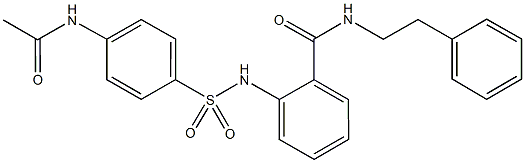 2-({[4-(acetylamino)phenyl]sulfonyl}amino)-N-(2-phenylethyl)benzamide,694517-11-8,结构式