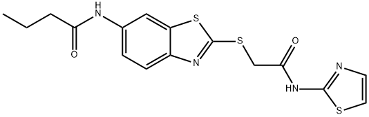 N-(2-{[2-oxo-2-(1,3-thiazol-2-ylamino)ethyl]sulfanyl}-1,3-benzothiazol-6-yl)butanamide Structure