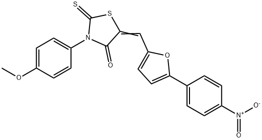 5-[(5-{4-nitrophenyl}-2-furyl)methylene]-3-(4-methoxyphenyl)-2-thioxo-1,3-thiazolidin-4-one Structure