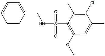 N-benzyl-3-chloro-6-methoxy-2,4-dimethylbenzenesulfonamide,695175-17-8,结构式