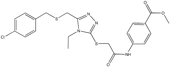 methyl 4-({[(5-{[(4-chlorobenzyl)sulfanyl]methyl}-4-ethyl-4H-1,2,4-triazol-3-yl)sulfanyl]acetyl}amino)benzoate Struktur