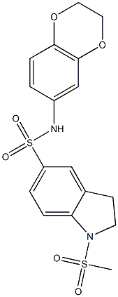 N-(2,3-dihydro-1,4-benzodioxin-6-yl)-1-(methylsulfonyl)-5-indolinesulfonamide Structure