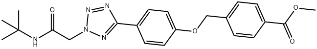 methyl4-[(4-{2-[2-(tert-butylamino)-2-oxoethyl]-2H-tetraazol-5-yl}phenoxy)methyl]benzoate Struktur