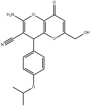 2-amino-6-(hydroxymethyl)-4-(4-isopropoxyphenyl)-8-oxo-4,8-dihydropyrano[3,2-b]pyran-3-carbonitrile Struktur
