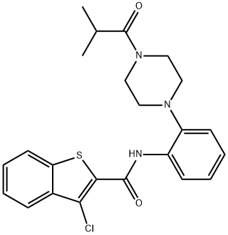 3-chloro-N-[2-(4-isobutyryl-1-piperazinyl)phenyl]-1-benzothiophene-2-carboxamide 化学構造式