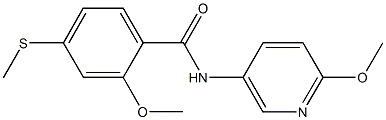 2-methoxy-N-(6-methoxy-3-pyridinyl)-4-(methylsulfanyl)benzamide 化学構造式