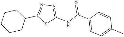 N-(5-cyclohexyl-1,3,4-thiadiazol-2-yl)-4-methylbenzamide 结构式