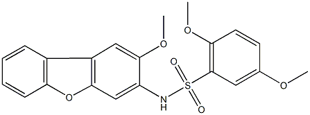 2,5-dimethoxy-N-(2-methoxydibenzo[b,d]furan-3-yl)benzenesulfonamide Struktur