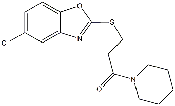 5-chloro-1,3-benzoxazol-2-yl 3-oxo-3-(1-piperidinyl)propyl sulfide|