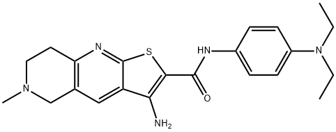 3-amino-N-[4-(diethylamino)phenyl]-6-methyl-5,6,7,8-tetrahydrothieno[2,3-b][1,6]naphthyridine-2-carboxamide 结构式