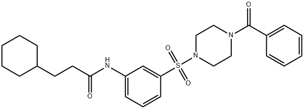 N-{3-[(4-benzoyl-1-piperazinyl)sulfonyl]phenyl}-3-cyclohexylpropanamide Struktur
