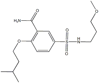2-(isopentyloxy)-5-{[(3-methoxypropyl)amino]sulfonyl}benzamide 化学構造式