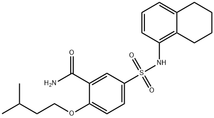2-(isopentyloxy)-5-[(5,6,7,8-tetrahydro-1-naphthalenylamino)sulfonyl]benzamide 结构式