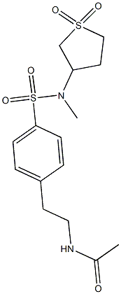 N-[2-(4-{[(1,1-dioxidotetrahydro-3-thienyl)(methyl)amino]sulfonyl}phenyl)ethyl]acetamide Struktur