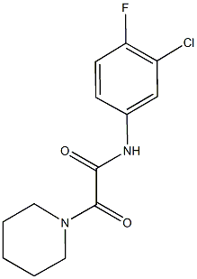 N-(3-chloro-4-fluorophenyl)-2-oxo-2-(1-piperidinyl)acetamide 化学構造式