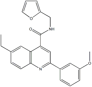 6-ethyl-N-(2-furylmethyl)-2-(3-methoxyphenyl)-4-quinolinecarboxamide 结构式