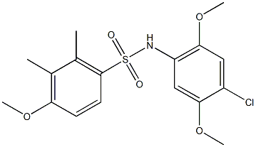 N-(4-chloro-2,5-dimethoxyphenyl)-4-methoxy-2,3-dimethylbenzenesulfonamide 化学構造式