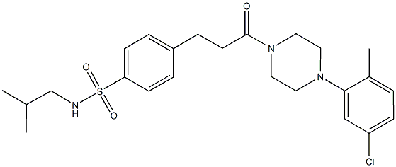 4-{3-[4-(5-chloro-2-methylphenyl)-1-piperazinyl]-3-oxopropyl}-N-isobutylbenzenesulfonamide 化学構造式