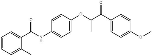 N-{4-[2-(4-methoxyphenyl)-1-methyl-2-oxoethoxy]phenyl}-2-methylbenzamide Struktur